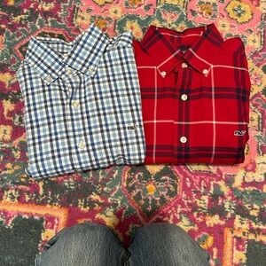 Vineyard Vines Blue Checkered and Red Plaid Men's Shirts